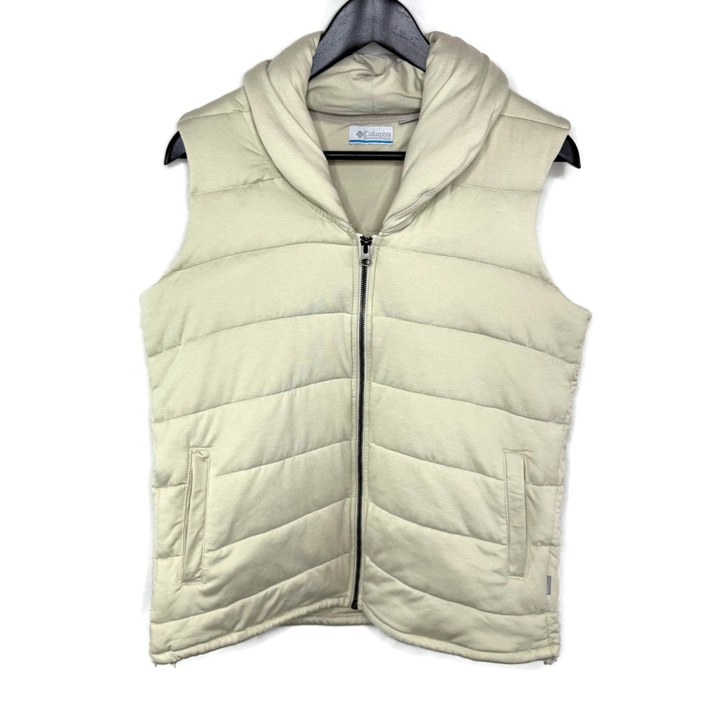 Columbia Cream Puffer Vest Super Soft Cozy Feeling Material Large EUC